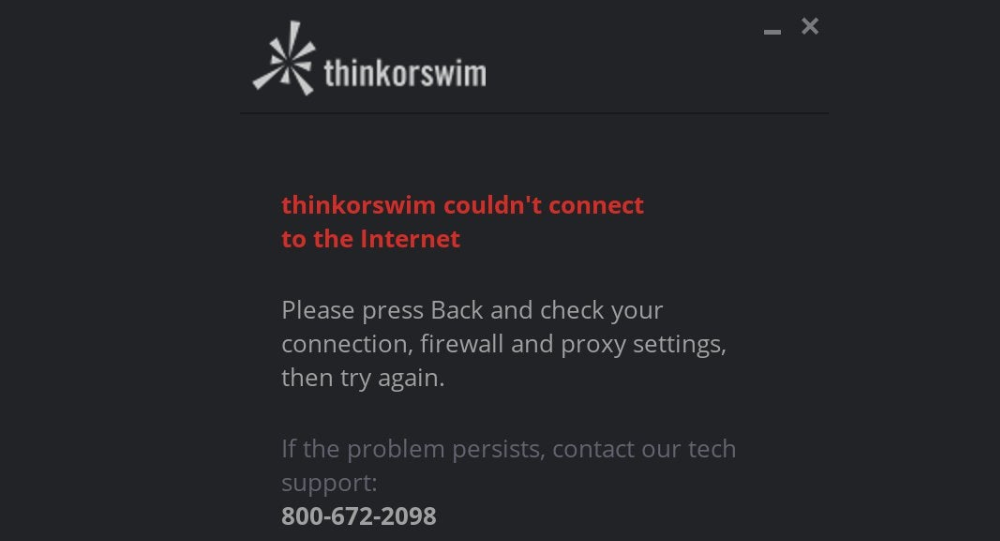 ThinkorSwim интернетэд холбогдож чадсангүй: 4 засвар